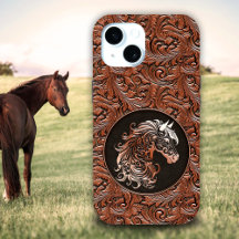 Galinha castanha, cabeça de cavalo de couro floral