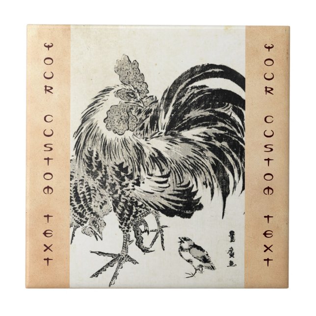 galinha com galo de galinha com galo de tinta ukiy (Frente)