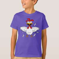 Galinha de Cartoon Louca de Camisa Vermelha