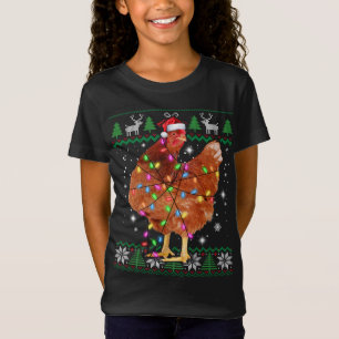 Galinha de Natal Feia Santa Hat Luzes Suéter Xm