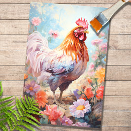 Galinha em Flores 3 Papel de Decoupage
