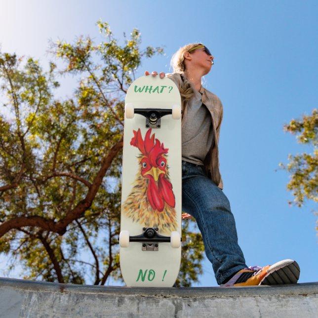 Galinha Engraçada Skate Personalizado Texto (Ao ar livre 1)