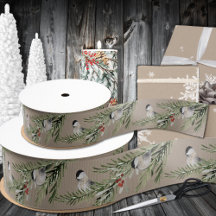 Galinhas De Inverno Rustic Kraft No Spruce Branch