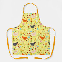 Galinhas no Jardim, com Flores e Insetos