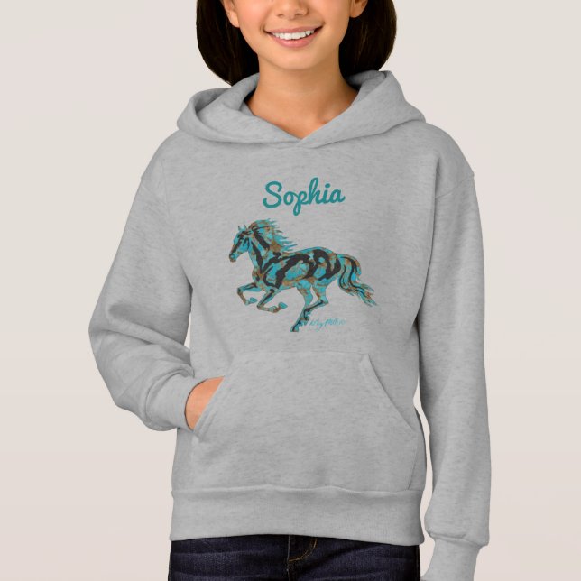 Galloping Turquoise Horse Silhouket (Frente)