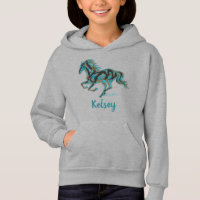 Galloping Turquoise Horse Silhoutte