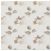 Gallore dos Seashells no tecido branco