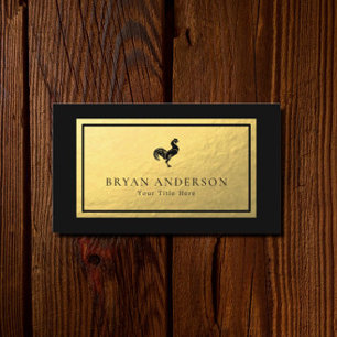 Galo - Cartão de visita de folha de ouro