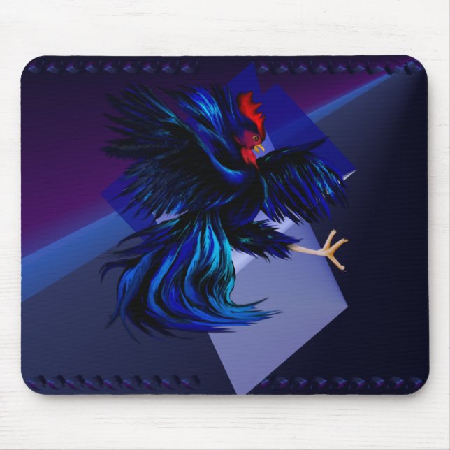 Galo de combate preto Mousepad (Frente)