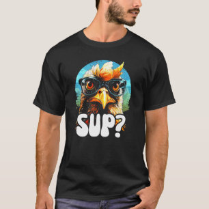 Galo Legal Usando Óculos de Sol SUP Camiseta de Fr