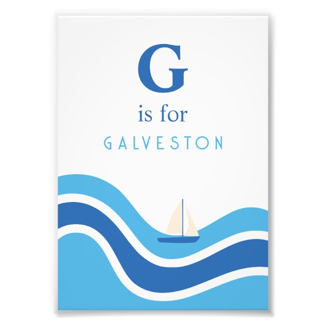 Galveston Texas Alphabet Nursery Decor Foto Impres (Frente)