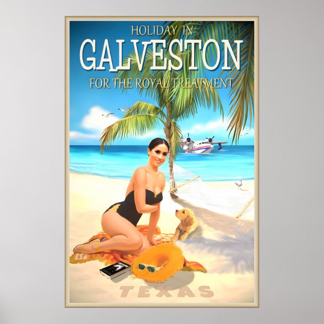 Galveston Texas Travel Poster Princess Beach Royal (Frente)