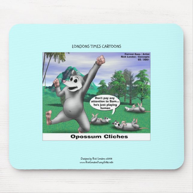 Gambás Fingindo Estar Mortos Cartoon Mouse Pad Div (Frente)