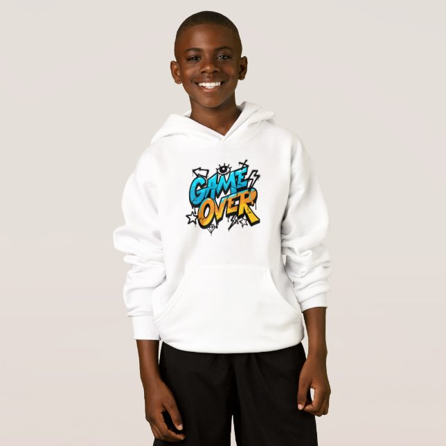 Game Over Graffiti Hoodie - Retro Gaming Style (Frente Completa)