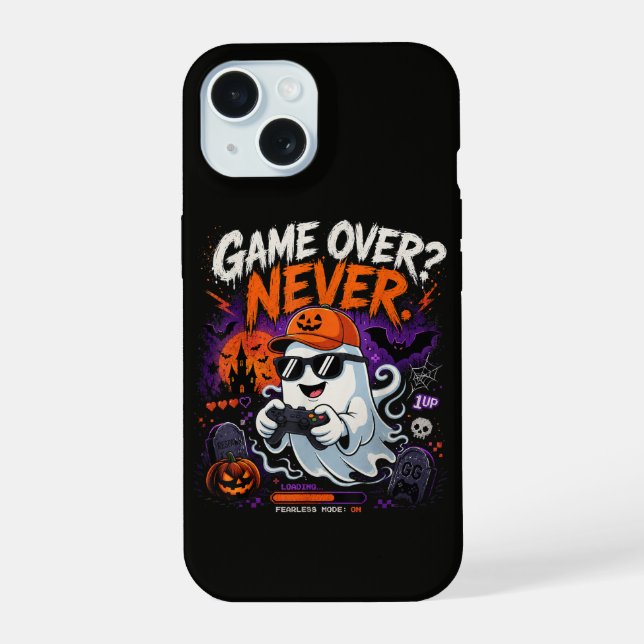 Game Over Nunca Gamer Fantasma Halloween Engraçado (Verso)
