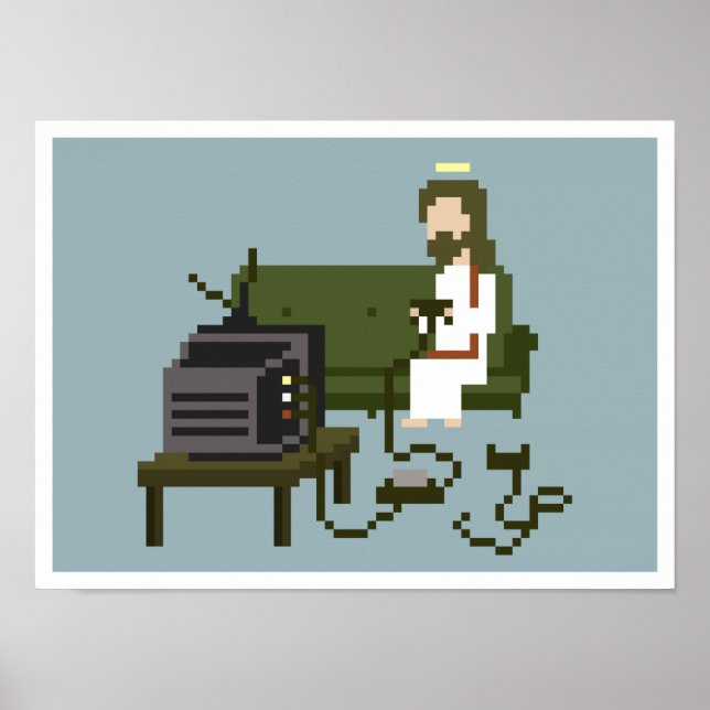 Gamer Jesus Pixel Art Poster (Frente)