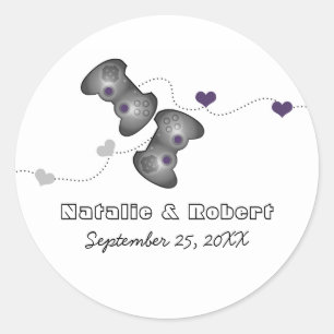 Gamers Geeky que Wedding etiquetas (prata/roxo)
