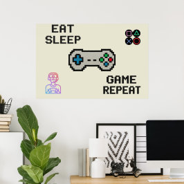 Gaming Poster – Pixel Art Gamer Room Wall Print