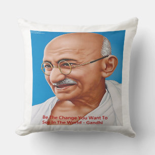 Gandhi & Be The Change Citação Almofada de Algodão
