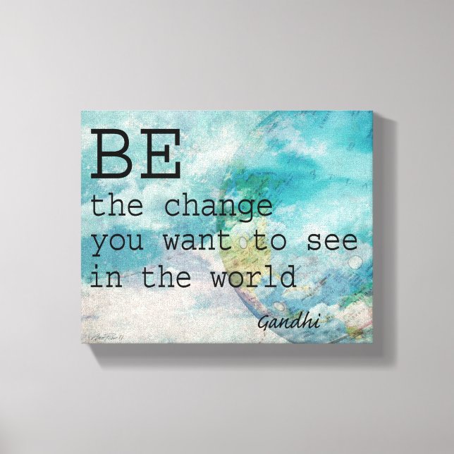 Gandhi citou a canvas art Be the change (Frente)