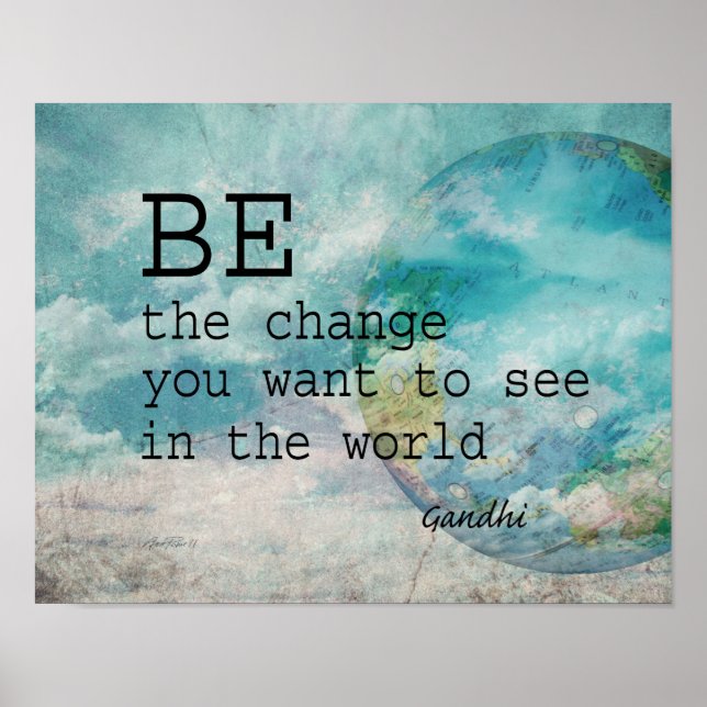 Gandhi citou poster motivacional sobre a arte azul (Frente)