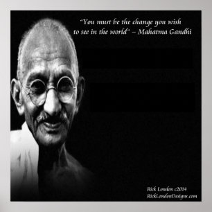Gandhi Seja a Mudança Citação de Sabedoria Poster