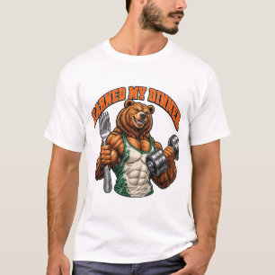 Ganhei Meu Jantar Camiseta Engraçada de Urso Muscu