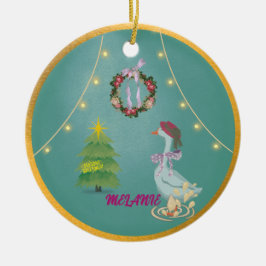 Ganso de Natal Country Ornamento de Cerâmica