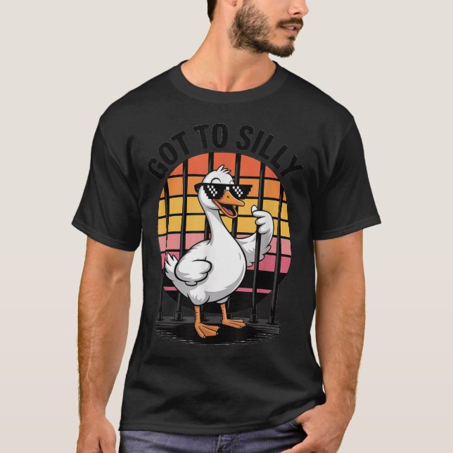 Ganso Engraçado Muito Bobo Camiseta Retro Pássaro  (Frente)