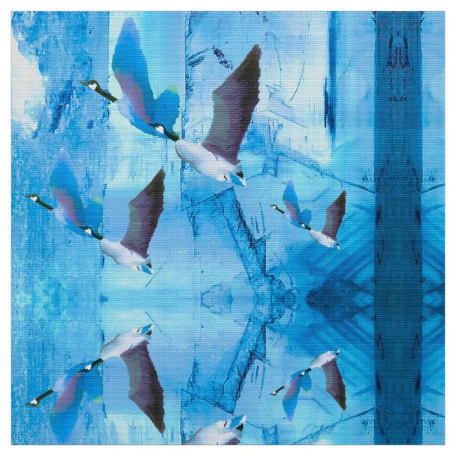 Gansos Azuis no Tecido de Gelo (Modelo)