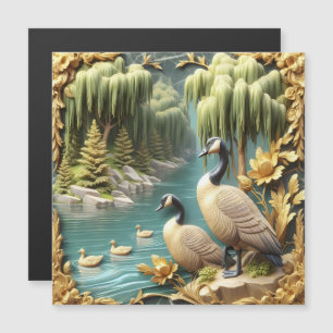 Gansos do Canadá em meio aos chorões