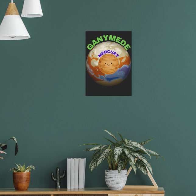 Ganymede vs Mercury Poster | Space Size Comparison (Sala de Estar 1)