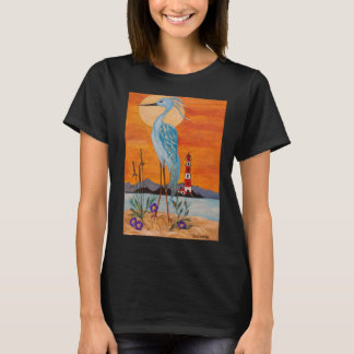 Garça encantadora em uma camiseta preta!!! na cost