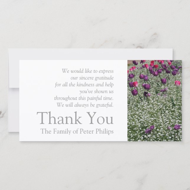 Garden 1 Tulips Simpatia Obrigado Cartão com fotos (Frente)