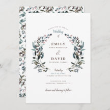 Garden Crest | Branco | Convite Para Casamento