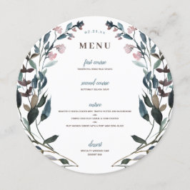 Garden Crest | Menu de Casamento Floral Branco Azu