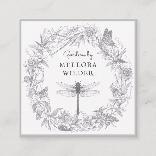 Gardener Dragonfly Cartão de visita Floral (Frente)