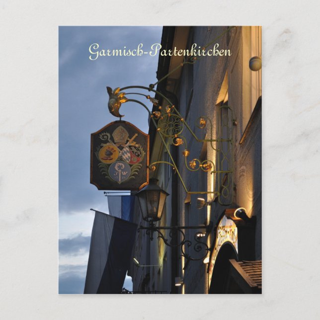 Garmisch-Partenkirchen no cartão postal noturno (Frente)