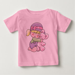 Garota abraçando Camisetas e presentes