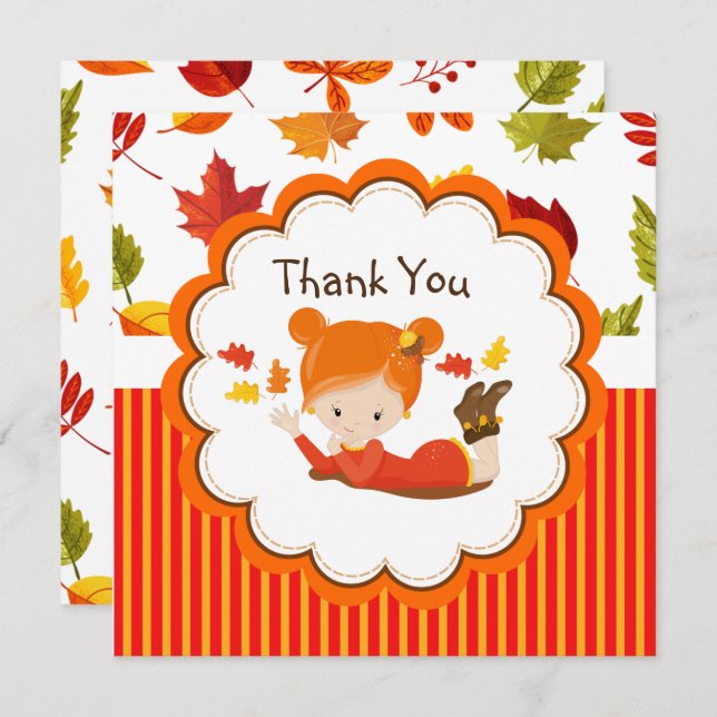 Garota Adorável De Outono Pinta Obrigado (Frente/Verso)