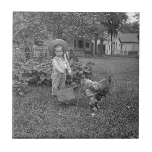 Garota Adorável e Carrinho de Galo de 1880 no Jar