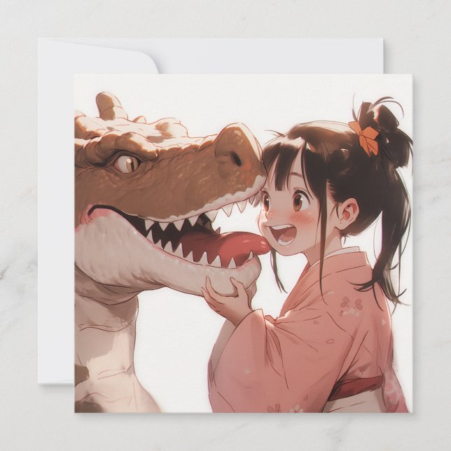 Garota Anime Amiga do Dinossauro (Frente)