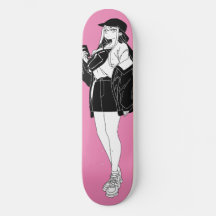 Garota Anime Na Cidade Do Skateboard
