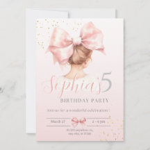 Garota-Arco rosa Convite de aniversário Preppy Wat