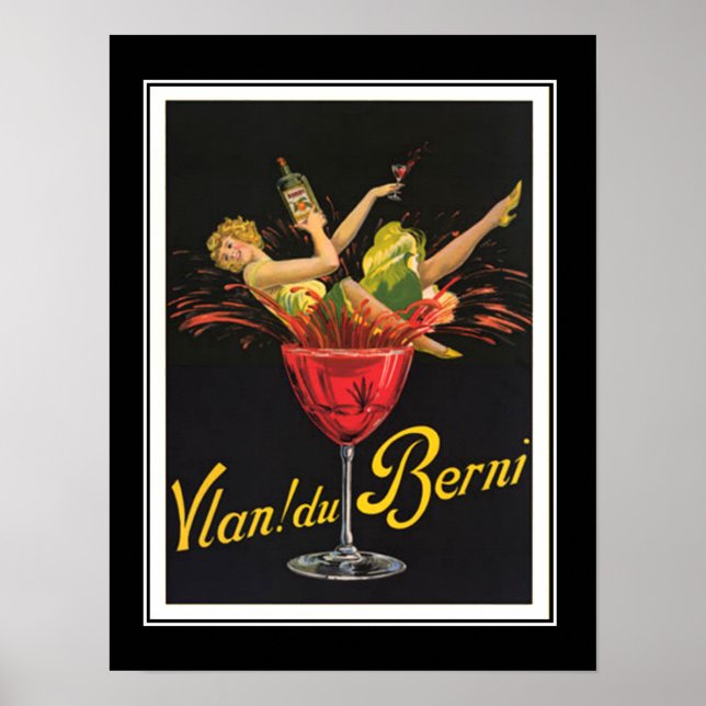 Garota Art Deco em Poster Vintage de Vidro (Frente)