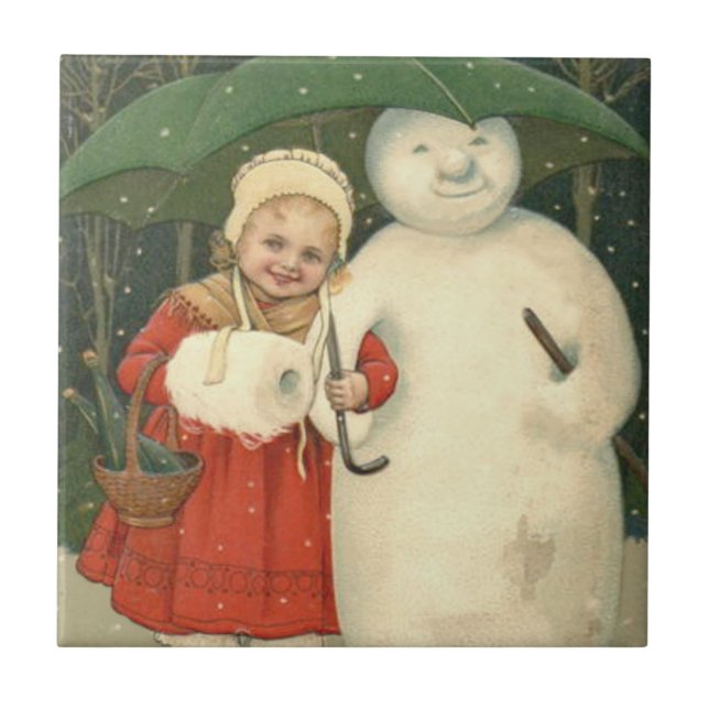 Garota Boneco de Neve Guarda-chuva Nevasca (Frente)