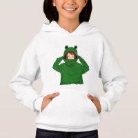 Garota Bonita com Sapo Verde Hoody Desenhando Hood