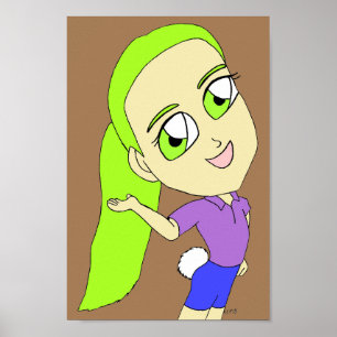garota chibi com poster de rabo coelho