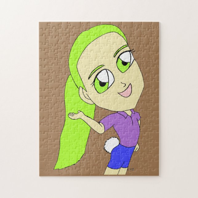 garota chibi com quebra-cabeça de serra-gigante (Vertical)