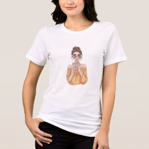 Garota Chic de Verão com Óculos de Sol e Ilustraçã